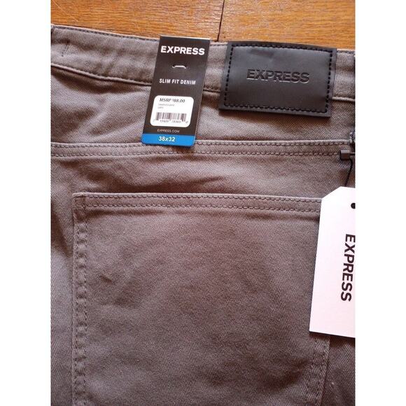 Mens Express jeans 38 X 32 New Stretch Slim Fit Straight Leg Jeans Gray MSRP 88 - Picture 4 of 5